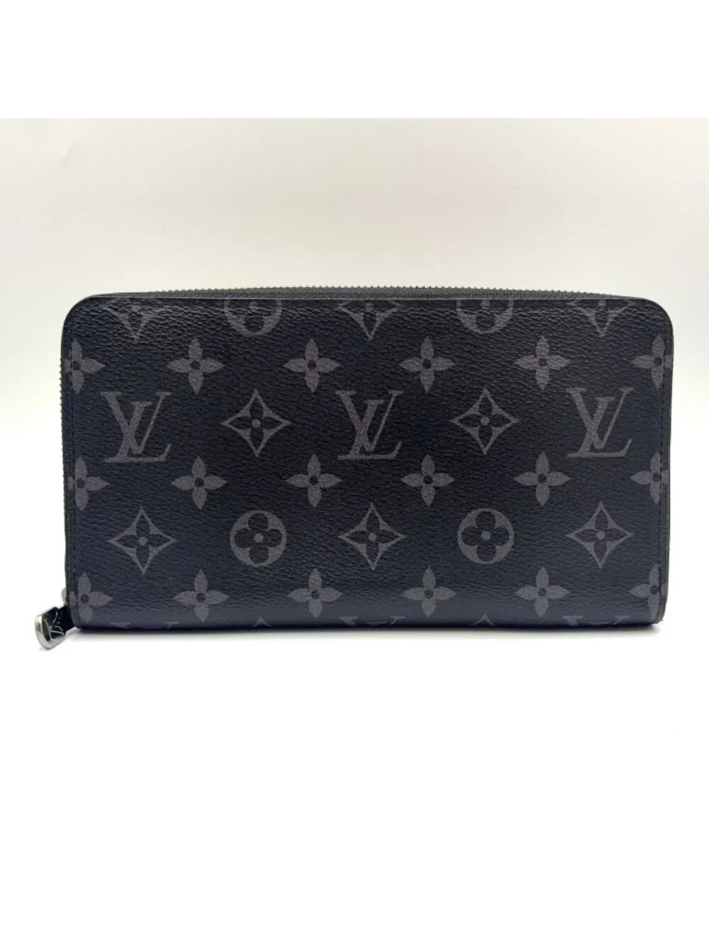 Louis Vuitton Zippy Organizer NM Monogram Eclipse Wallet Leather Black Silver